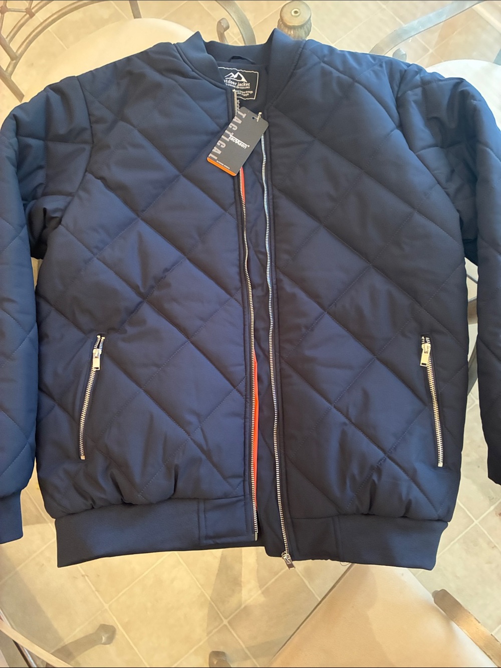 Men's Quilted Bomber Jacket - Navy